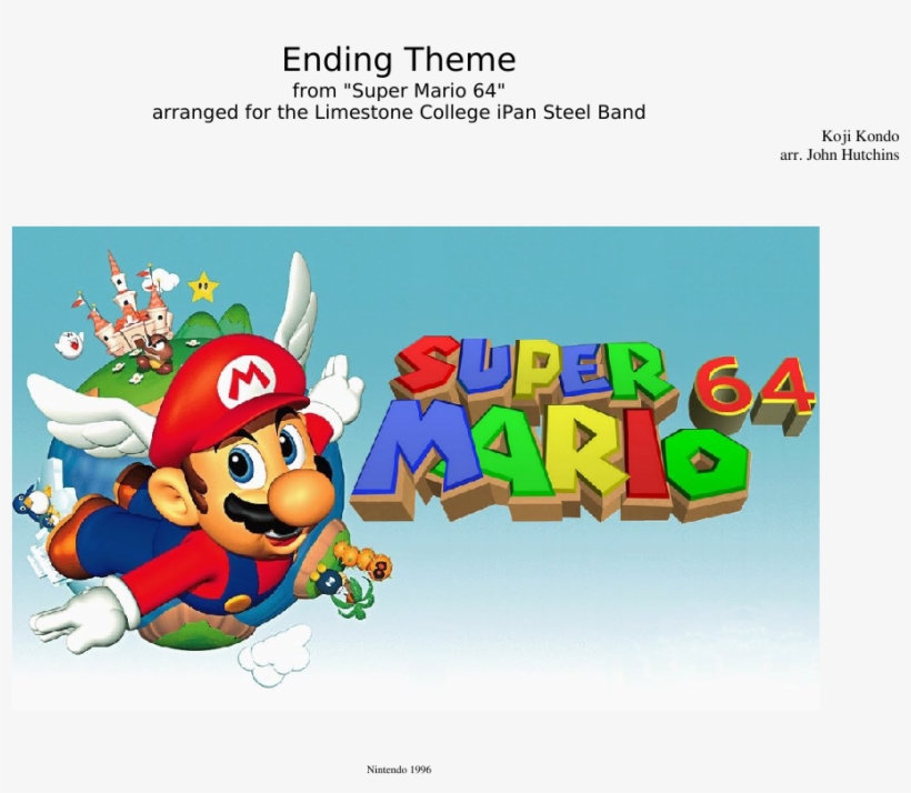 Ending Theme Sheet Music Composed By Koji Kondo Arr - Super Mario 64, transparent png download