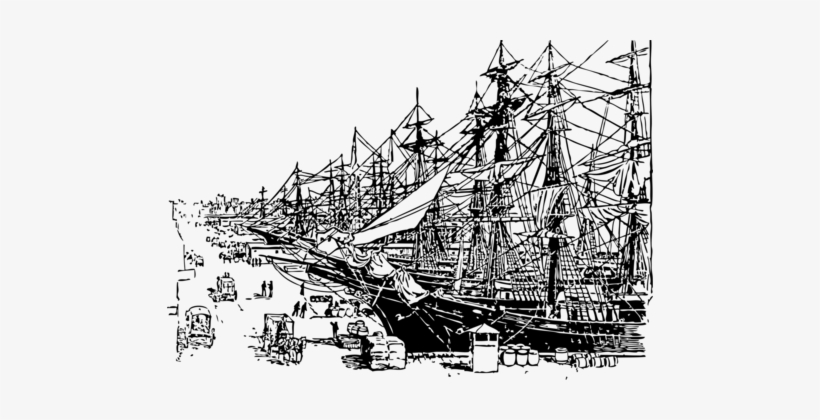 Drawing Ship Coloring Book Download Art - Puertos Para Colorear, transparent png download