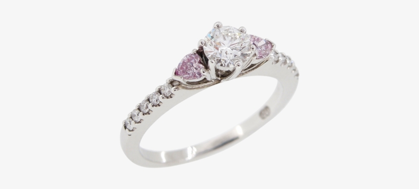 Round Brilliant Cut Pink Diamond Engagement Ring - Ring1, transparent png download