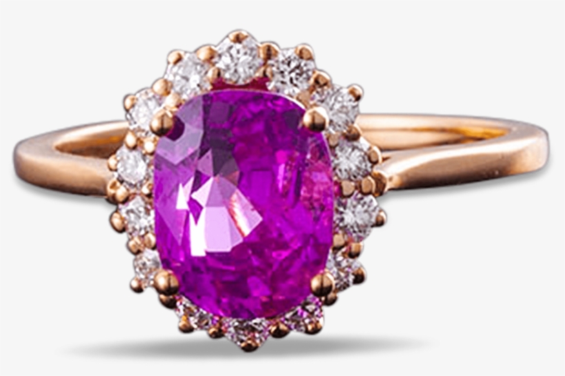 Untreated Ceylon Pink Sapphire And Diamond Ring, - Diamond, transparent png download
