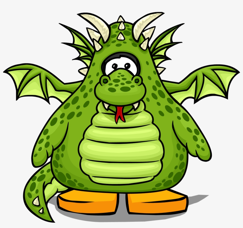 Green Dragon Costume From A Player Card - Club Penguin Green Dragon Costume, transparent png download
