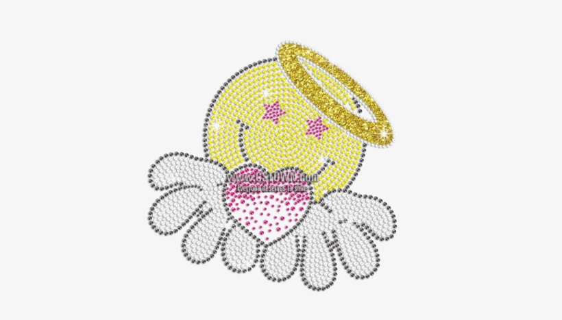 Custom Emoji Angel Iron-on Rhinestud Glitter Transfer - Iron, transparent png download