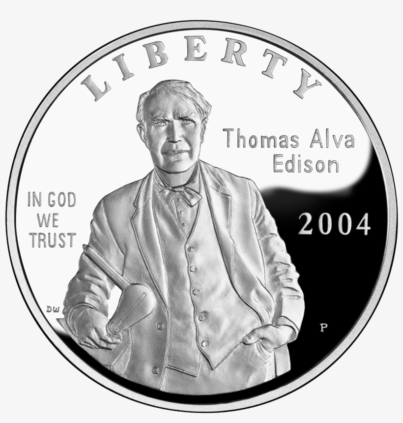 2004 Thomas Alva Edison Silver Dollar - Thomas Edison Light Bulb, transparent png download