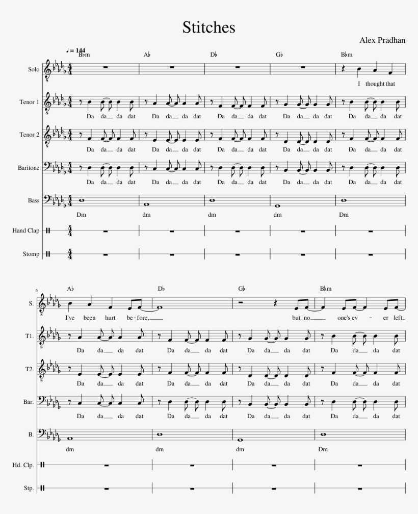 Stitches Sheet Music Composed By Alex Pradhan 1 Of - Number, transparent png download