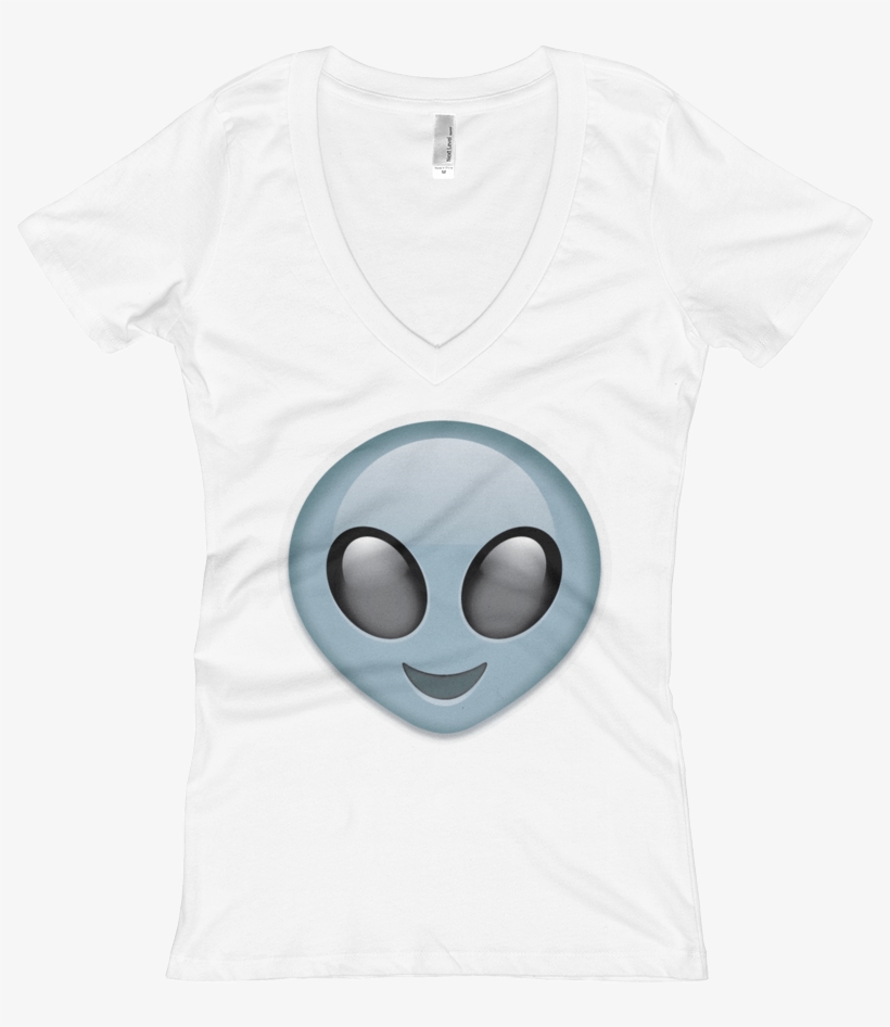 Women's Emoji V-neck - Happy Alien, transparent png download