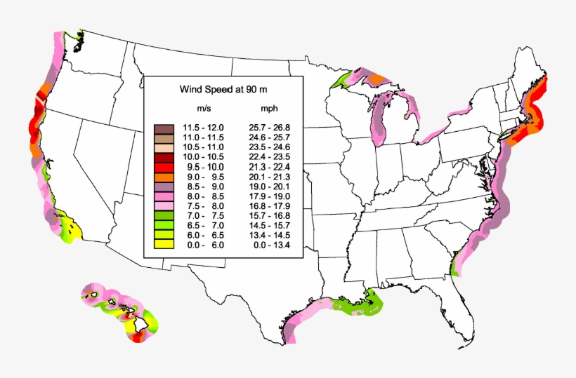 Offshore Wind Resource At 90 Meters Above The Surface - Red Harvester Ant Range, transparent png download
