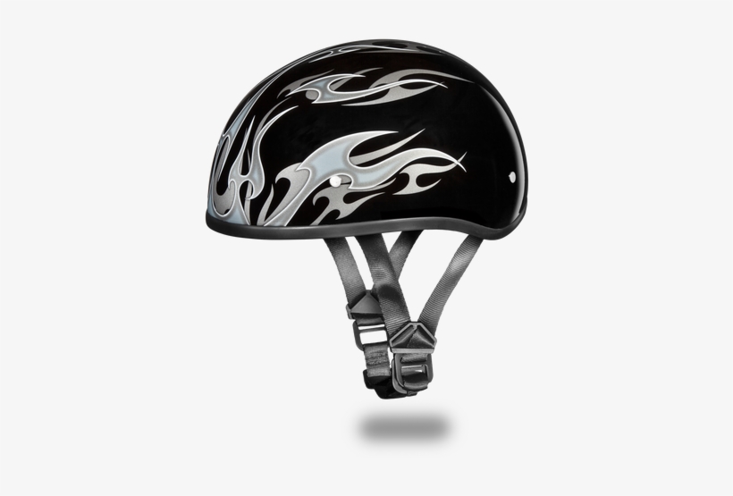D - O - T - Daytona Skull Cap- W/ Flames Silver - Daytona Helmets D.o.t. Daytona Skull Cap- W/ Flames, transparent png download