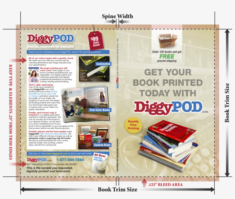 Book Cover Spine Layout - Book Cover With Bleed, transparent png download