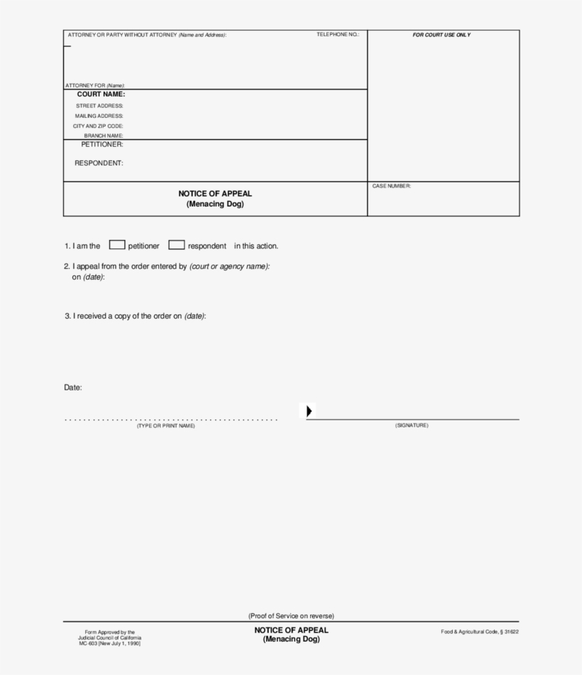 1 Mc-603 Notice Of Appeal - Dog, transparent png download