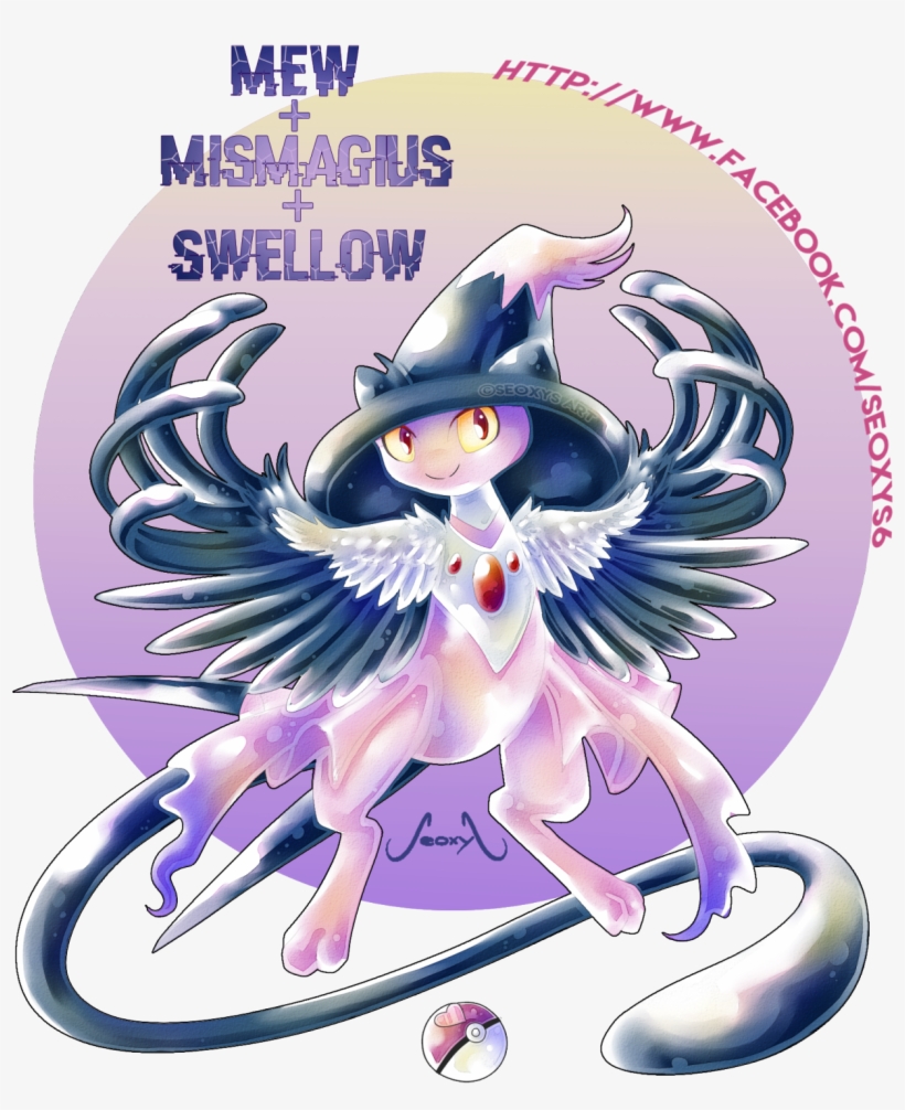 Mew Mismagius Swellow A Commission For Someone On Facebook - Mew And Sylveon Fusion, transparent png download