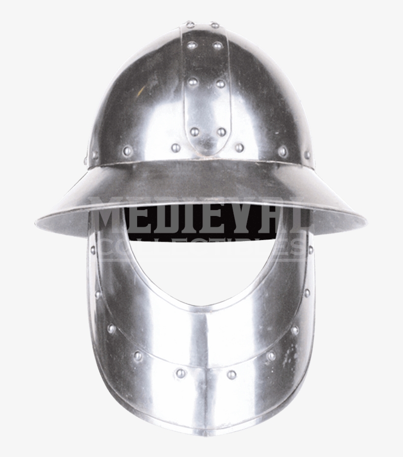 Steel Kettle Hat With Face Armour - Armour, transparent png download