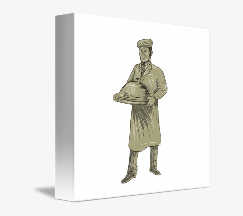 Victorian Waiter Serving Food Platter Drawing By Aloysius - Sketch Of Person Serving Food, transparent png download