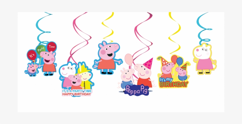 Peppa Pig Swirls Hanging Set Of 6 - Illustration, transparent png download
