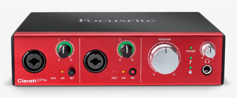 Clarett 2pre Thunderbolt Hero Image - Focusrite Clarett 2 Pre 10x4 Thunderbolt Audio Interface, transparent png download