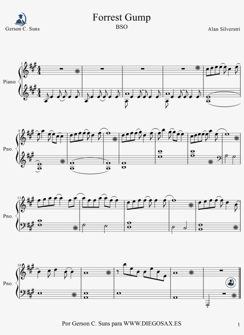 Forrest Gump Piano Facil M-1 - Brian Culbertson On My Mind Sheet Music, transparent png download