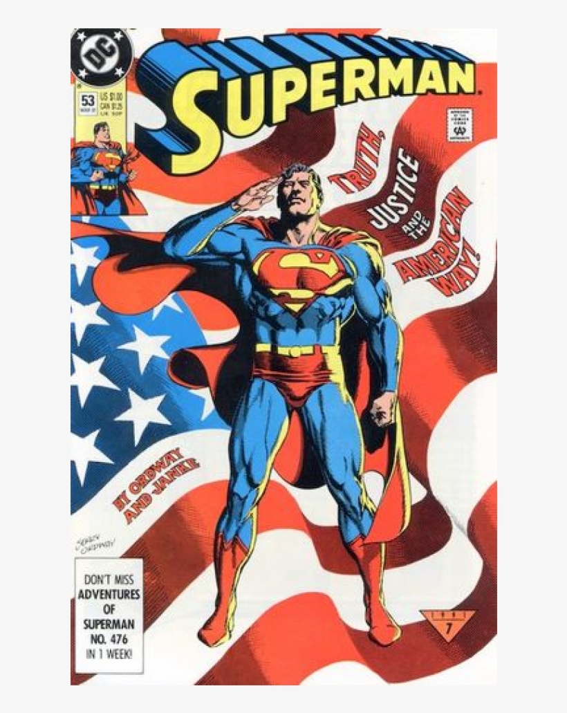 Купете Comics 1991-03 Superman - Happy 4th Of July Superman, transparent png download