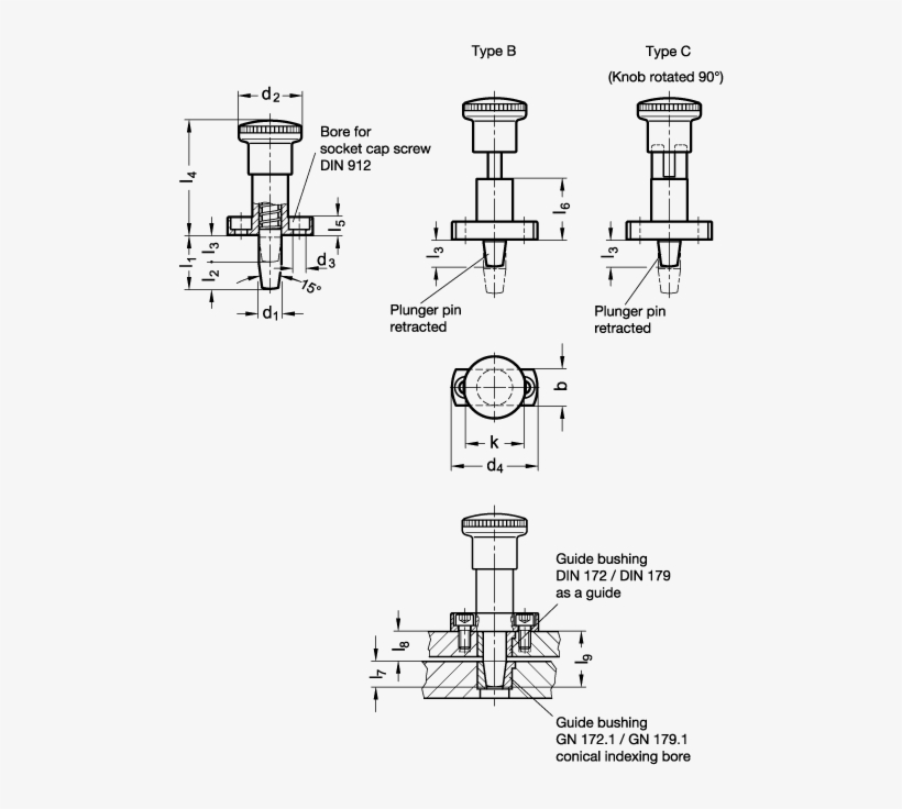 Indexing Plungers For Precision Locating, Plunger Conical - Assembling Locating Bushing, transparent png download
