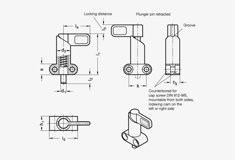 Cam Action Indexing Plungers With Flange / Guide Zinc - Cam Plunger, transparent png download