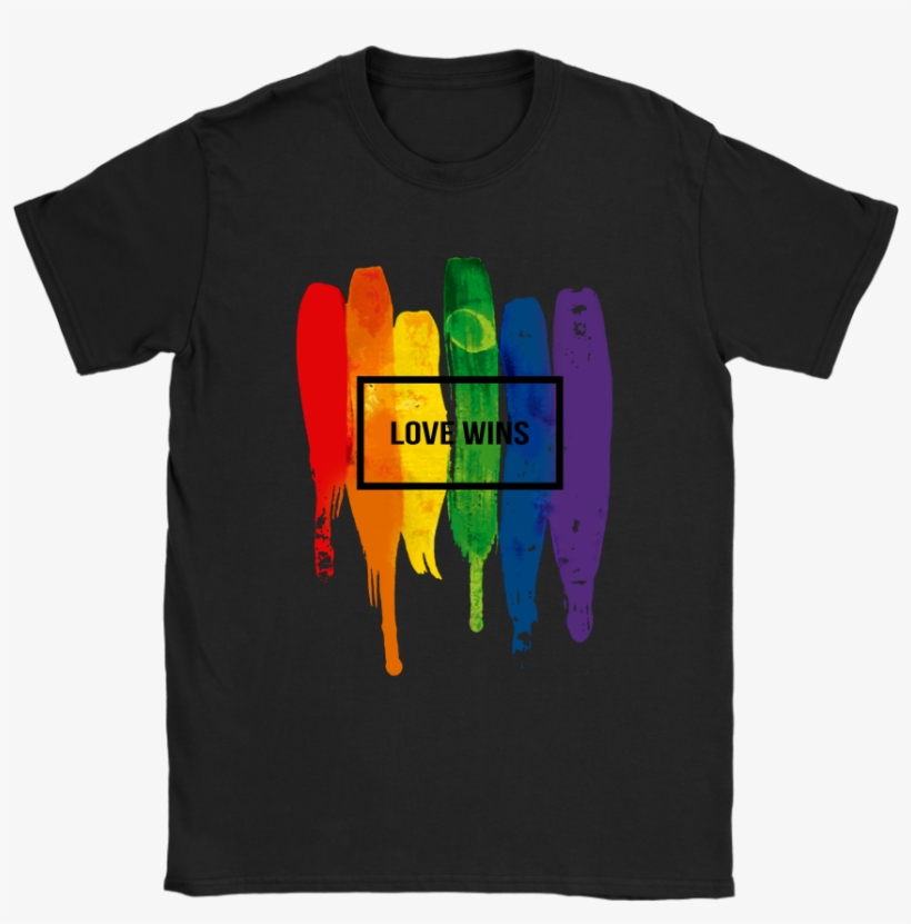 Watercolor Lgbt Love Wins Rainbow Paint Typographic - Shirt, transparent png download