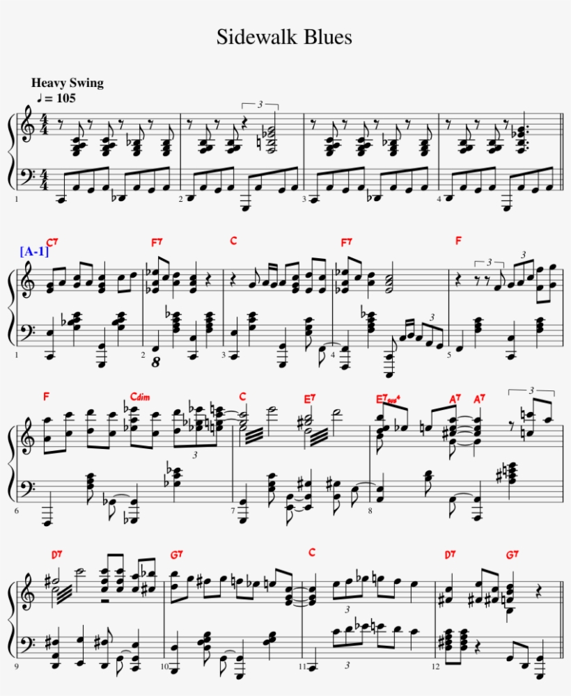 Sidewalk Blues Sheet Music 1 Of 9 Pages - Sheet Music, transparent png download