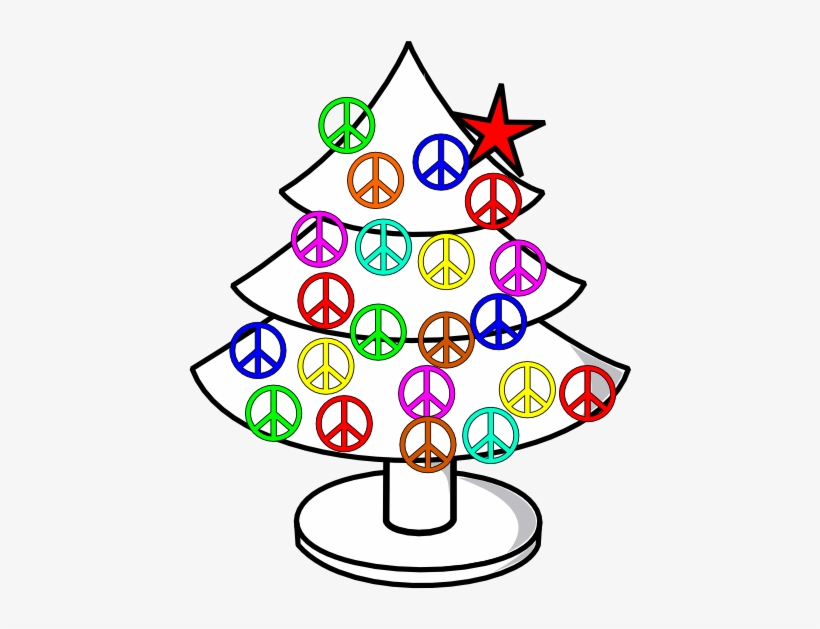 Tree Xmas Christmas Peace Symbol Sign Line Art 555px - Peace Sign, transparent png download