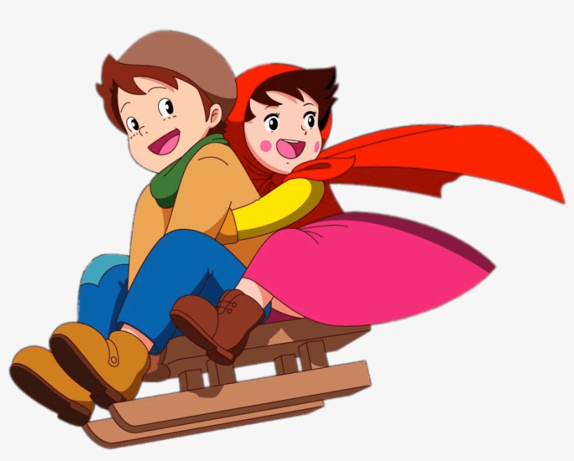 Heidi And Peter On Sleigh Png - Heidi Cartoon, transparent png download