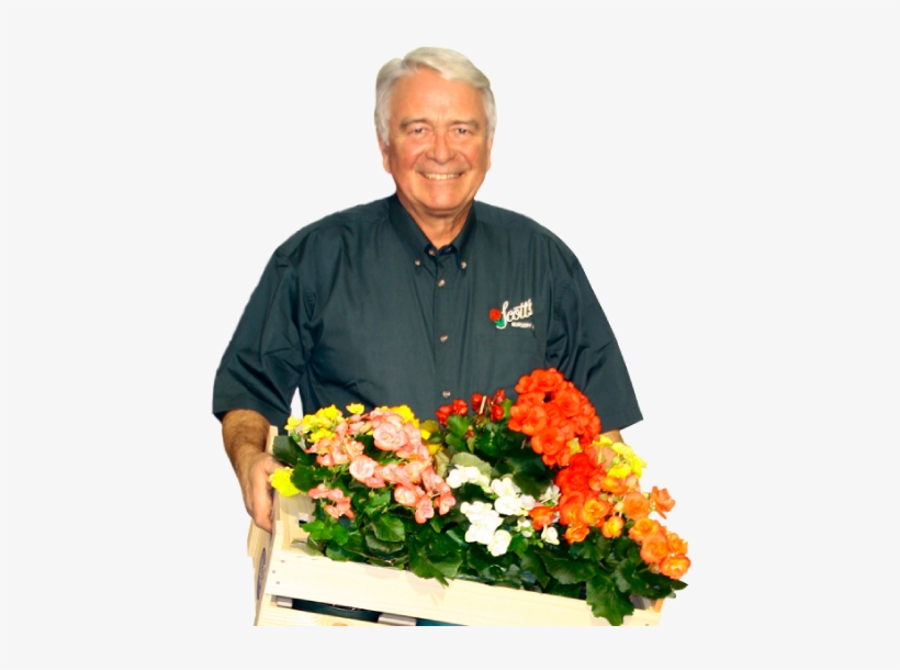 The Man Behind Scotts Nursery Holding Basket Of Flowers - Man With Fruits Png, transparent png download