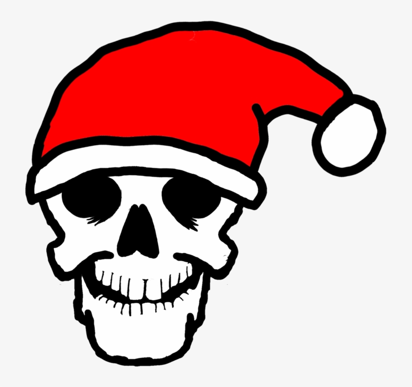 Clipart Skull Christmas - Skull With Christmas Hat, transparent png download