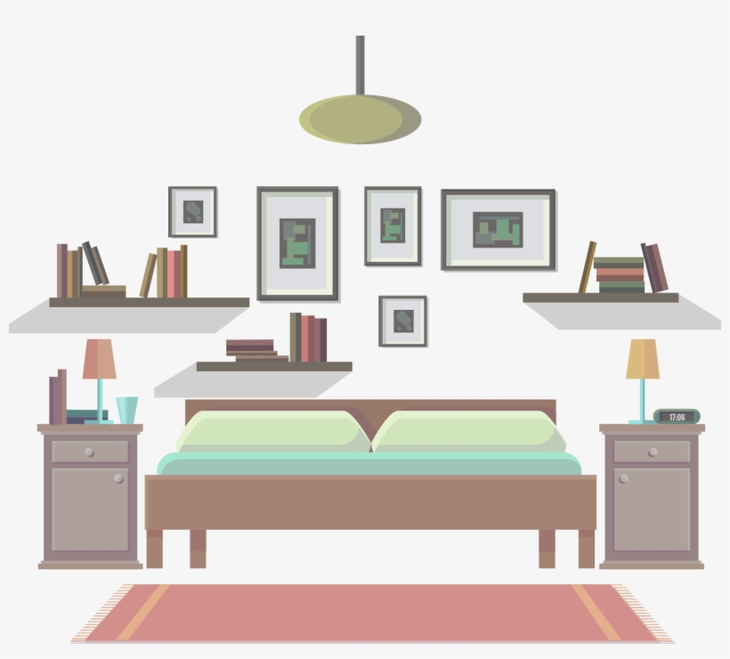 Bedroom Drawing Furniture - Angles In Bedroom Drawing, transparent png download