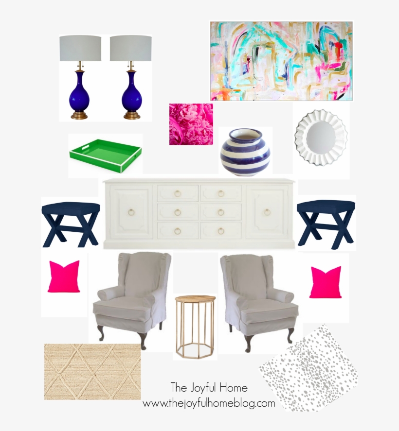 Navy Pink Living Room Design Board2 - Formal Living Fun Design, transparent png download