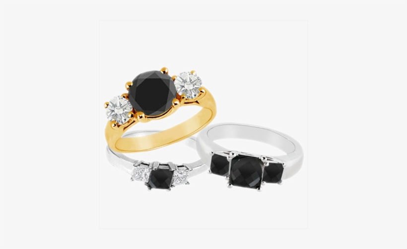 Black Diamond Three Stone Ring, transparent png download
