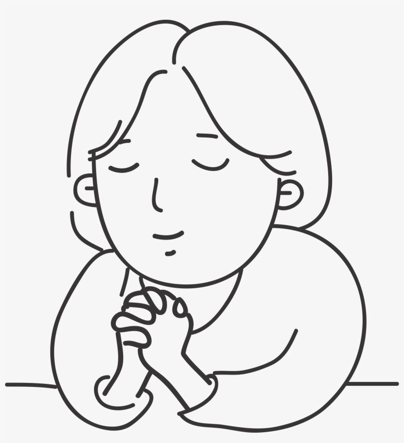 Big Image - Praying Clipart Black And White, transparent png download
