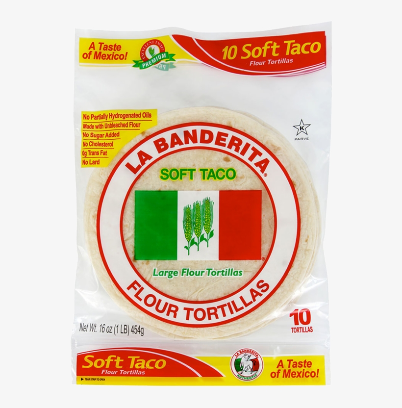 Soft Taco Flour Tortillas - La Banderita Flour Tortillas, Burrito Grande - 10 Count,, transparent png download