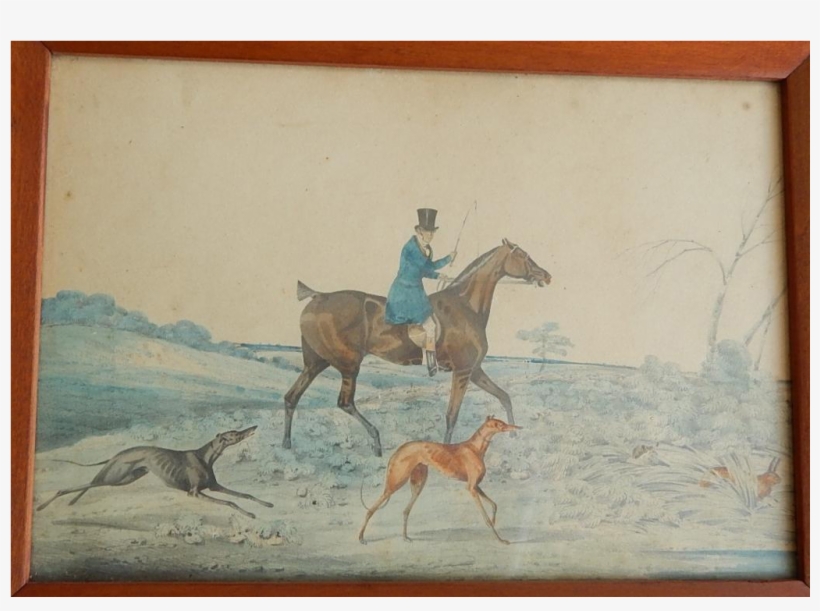 1840 English Sporting Painting Hunter On Horse With - Painting, transparent png download