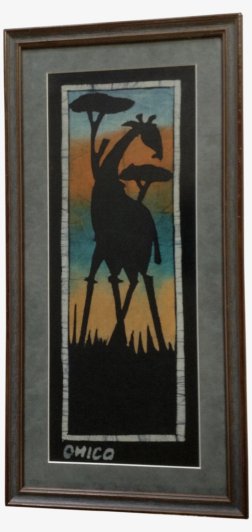 Silhouette African Sunset Giraffe Safari Batik, Painting - Picture Frame, transparent png download