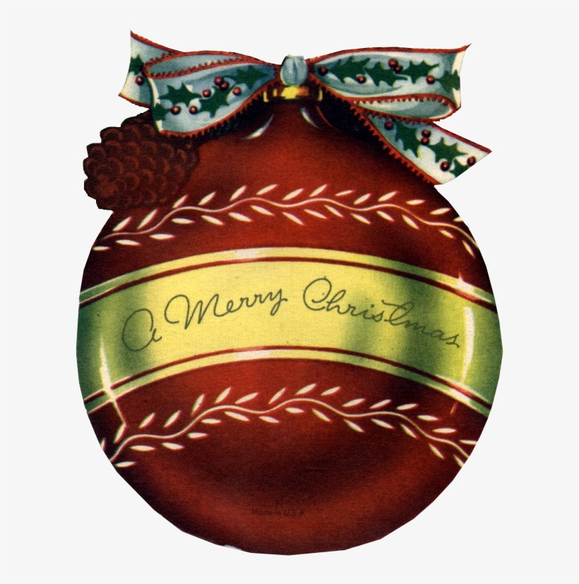 A Vintage Christmas Ornament In Red, With A Holly Covered - Christmas Day, transparent png download