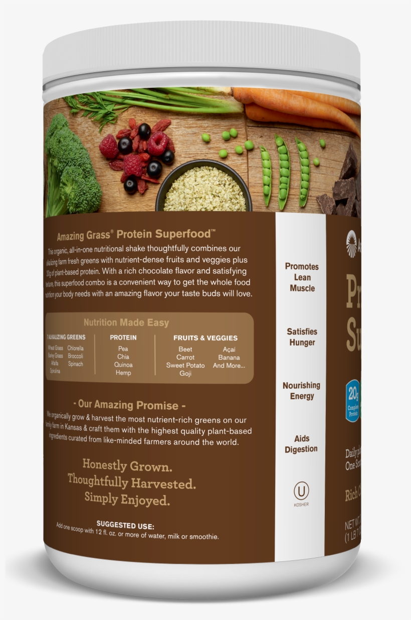 Amazing Grass Plant Protein Superfood Powder, Rich - Amazing Grass - Organic Protein Superfood Shake Pure, transparent png download