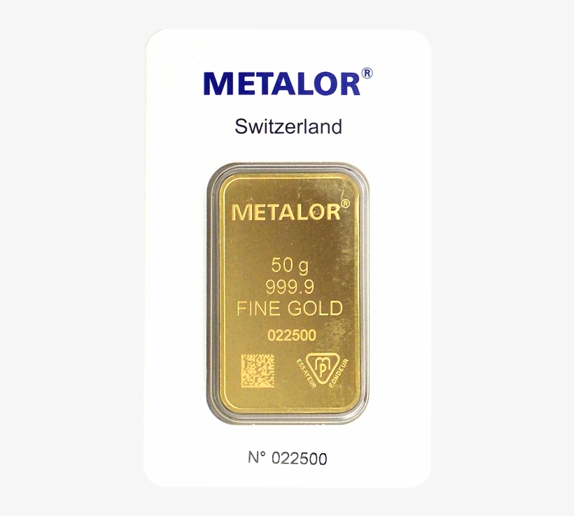 Metalor Stamped 50g Gold Bar - Gold, transparent png download