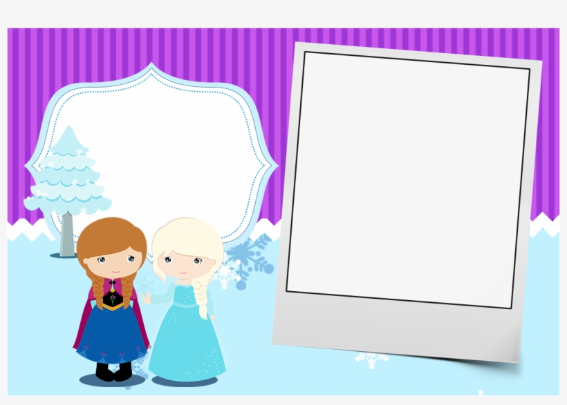 Convite Com Foto Frozen Cute Roxo E Azul - Convite Frozen Para Editar, transparent png download