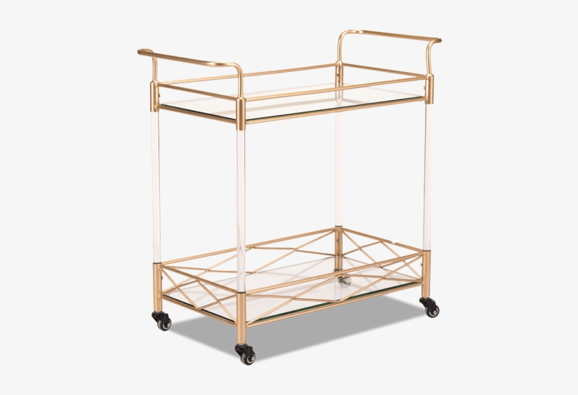 Lucite Gold Bar Cart - Mercer41 Bucknell Bar Cart, transparent png download