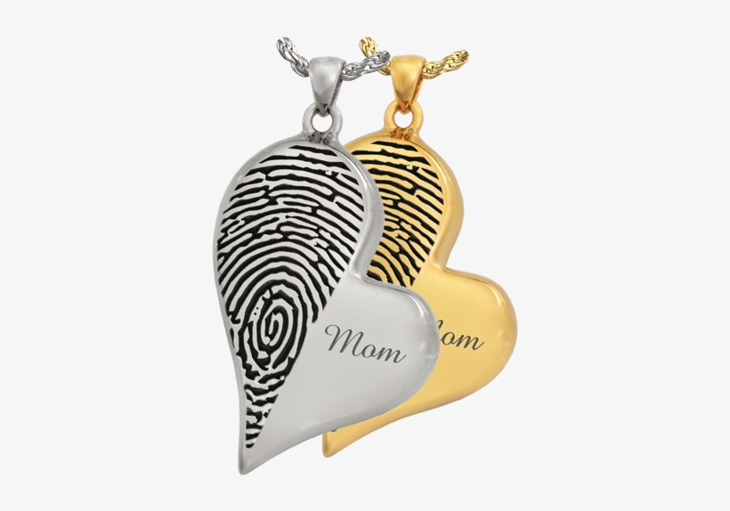 Teardrop Heart Halfprint - Fingerprint Silver Cremation Jewelry Perfect Rectangle, transparent png download