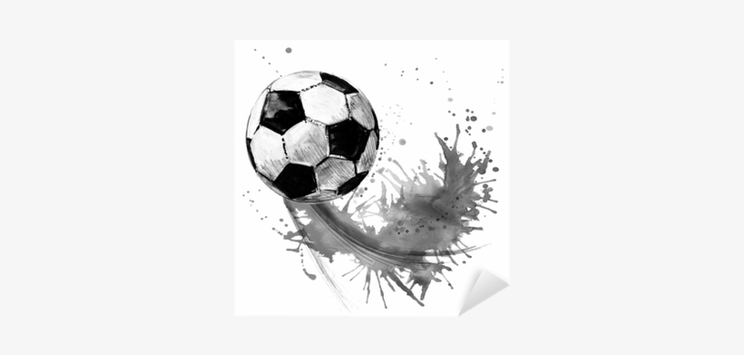 Football Watercolor Hand Drawn Illustration Sticker - Naklejki Na Ścianę Piłka, transparent png download