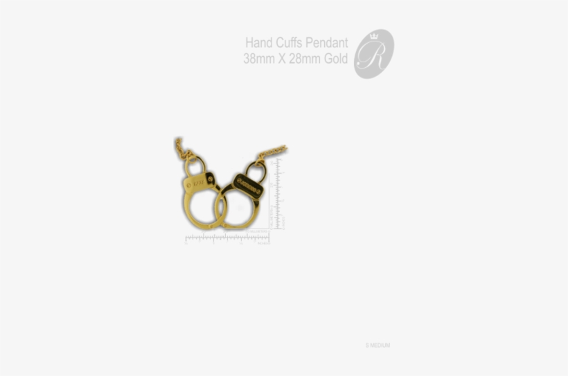 Hand Cuffs Pendant With Engrave Names Gold 38mm - Gold, transparent png download