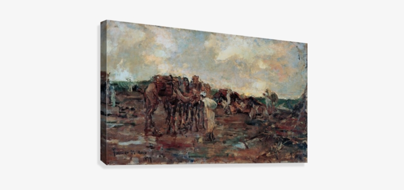 Rest Halt For An Arab Caravan Canvas Print - Rest Halt For An Arab Caravan, transparent png download