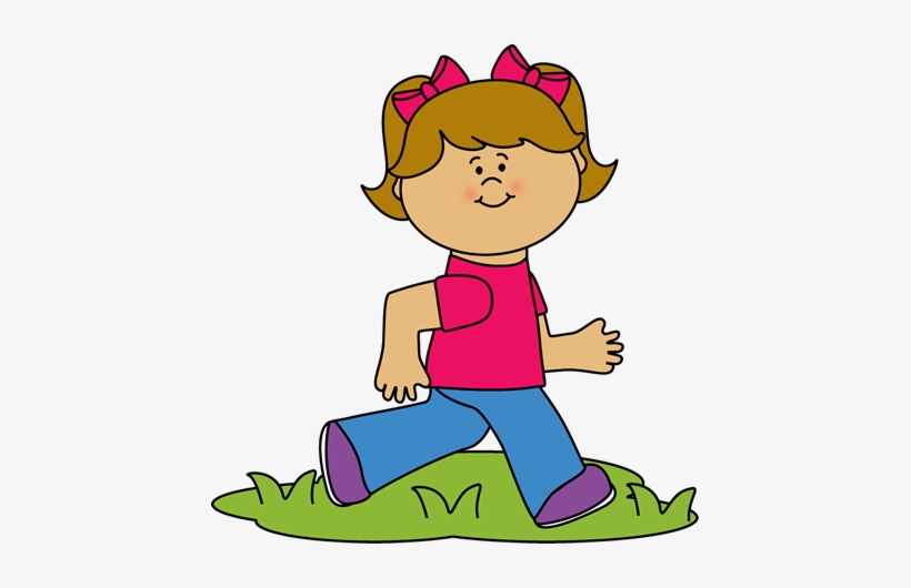 Girl Running In Grass Clip Art - Girl Running Clip Art, transparent png download