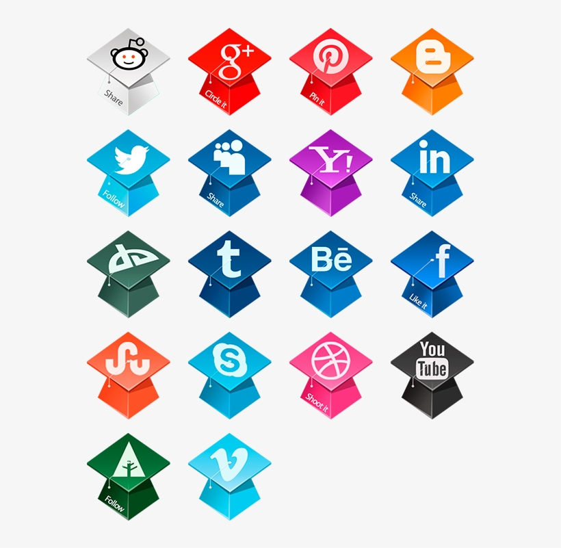 Graduation Hats Social Icons Icon Pack By Nataly Birch - Hat, transparent png download