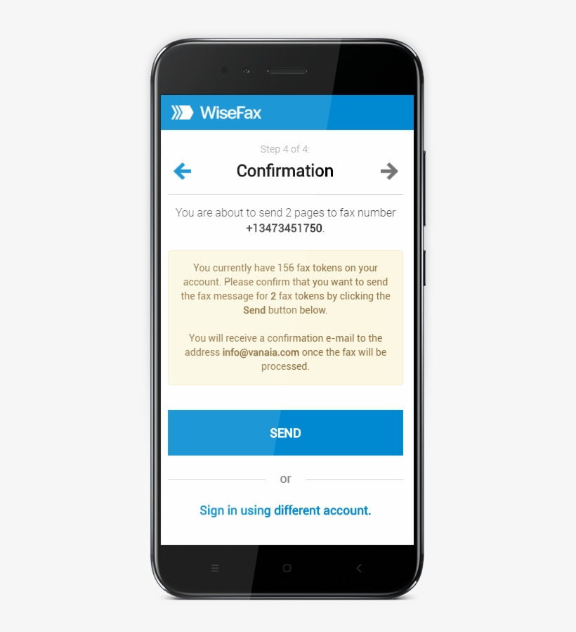 Wisefax Confirmation Mobile Screen - Archos 50e Neon, transparent png download