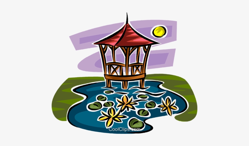 Gazebo In A Pond Royalty Free Vector Clip Art Illustration - Gazebo Vector, transparent png download