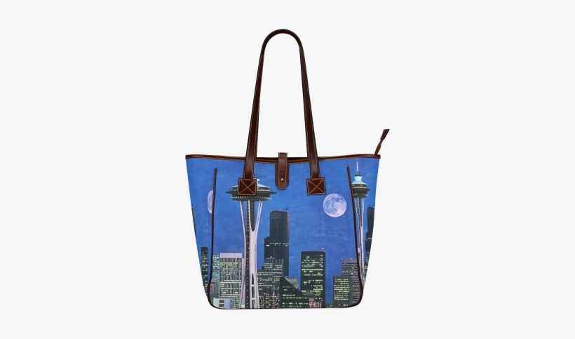 Seattle Space Needle Watercolor Classic Tote Bag - Blue Seattle Blue Seattle Blue Seattle 60" Curtains, transparent png download