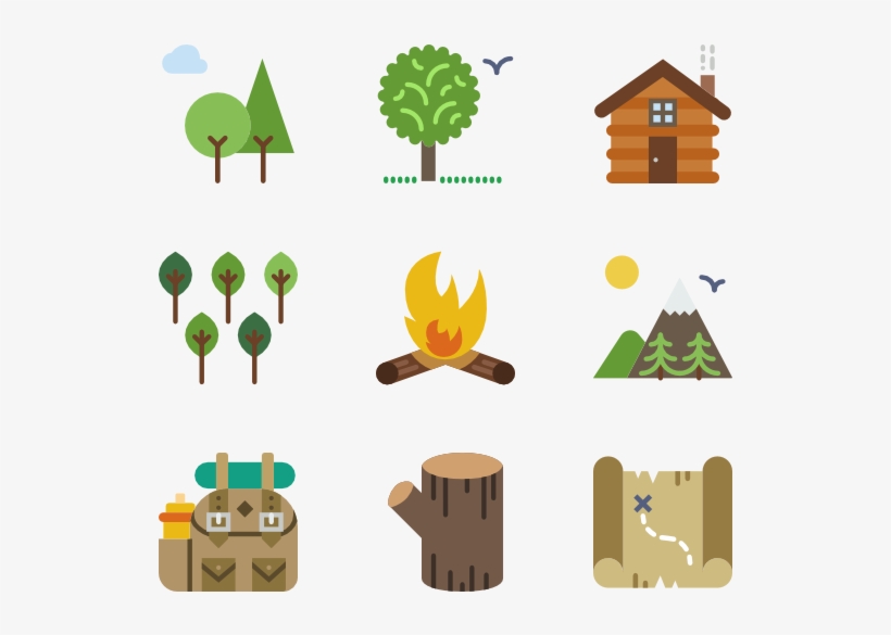 Outdoor Clipart Camping Word - Forest Icons, transparent png download